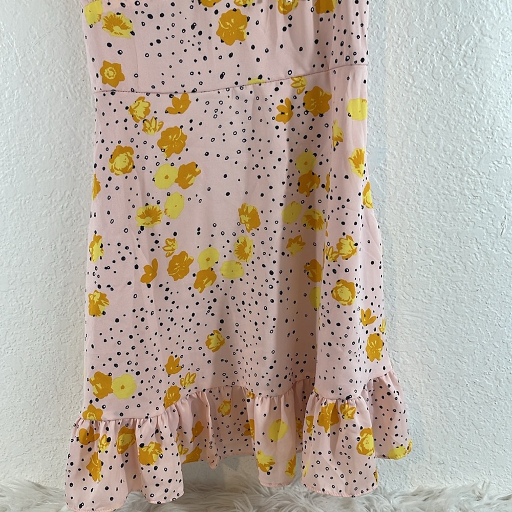 NASTY GAL Petite Floral Polka Dot Tie Mini Dress Size 6 - Picture 5 of 11
